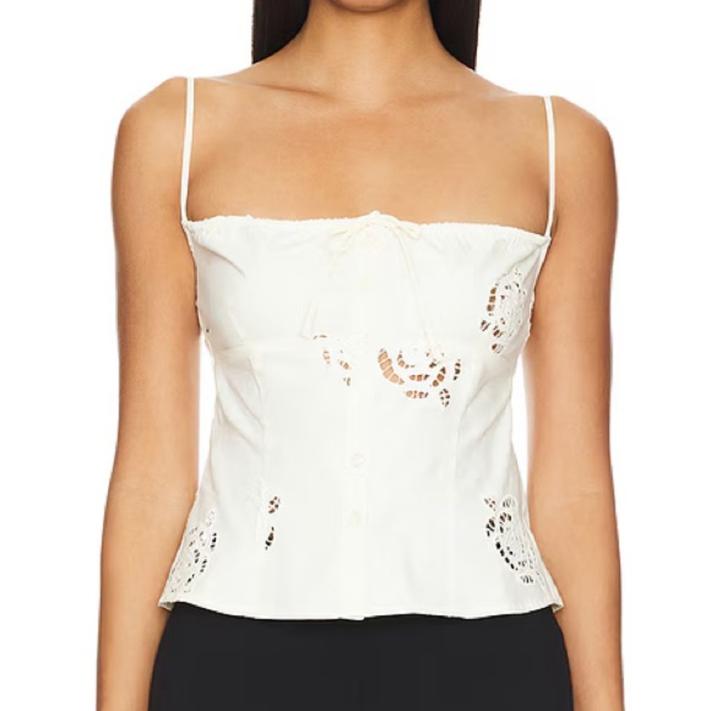 Cream Floral Lace Cut Out Top